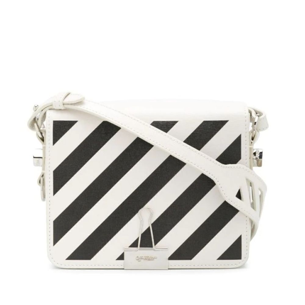 Off-White Women's Black & White Binder Clip Sling Hand bag clutch